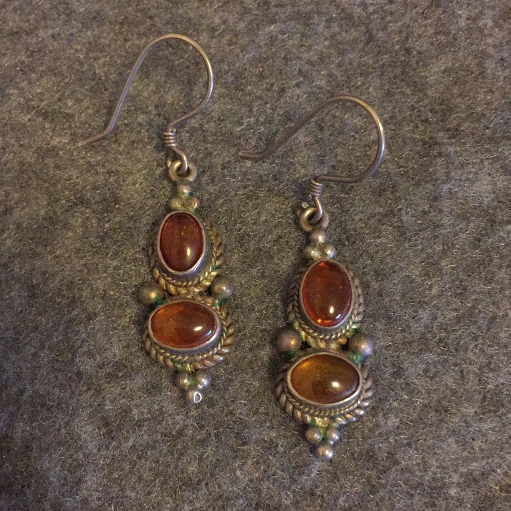 Vintage-Inspired Silver and Brown Earrings